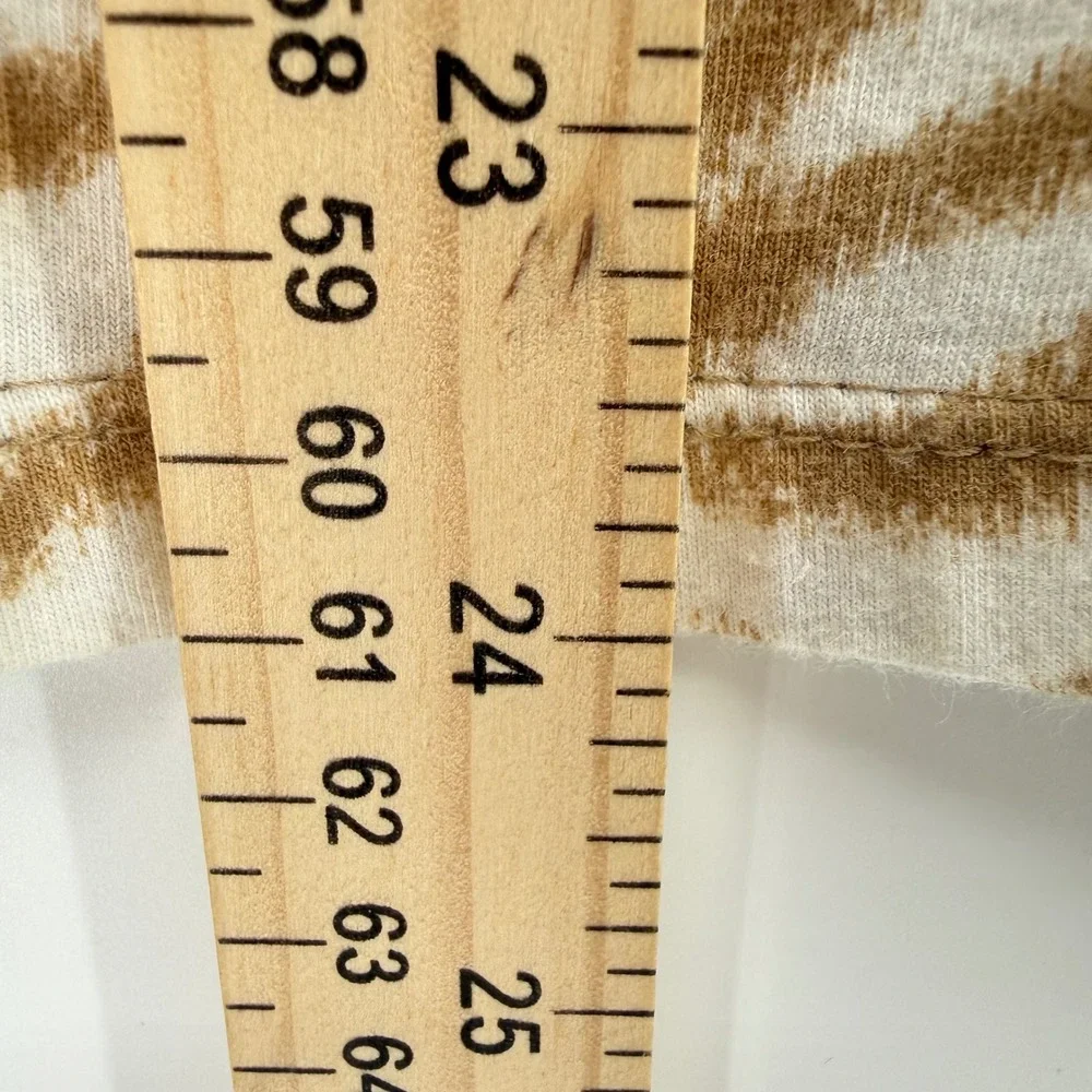 Michael Kors Womens Short Sleeve Tan T Shirt Zebra Print‎ Rhinestone Logo Size M